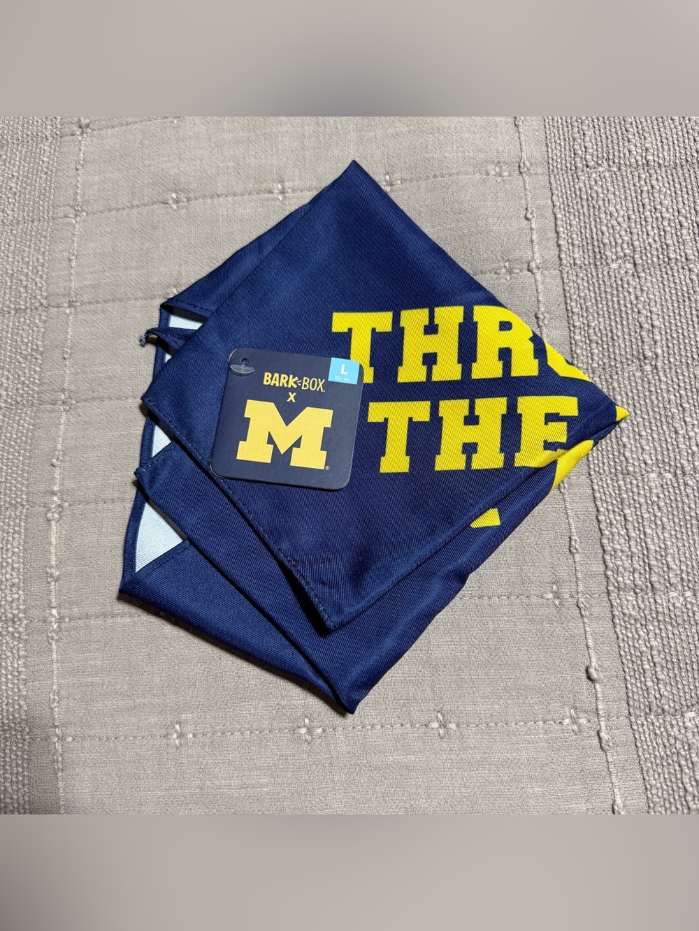 New Michigan Wolverines BARK-BOX Throw Me The Ball Dog Bandana Large